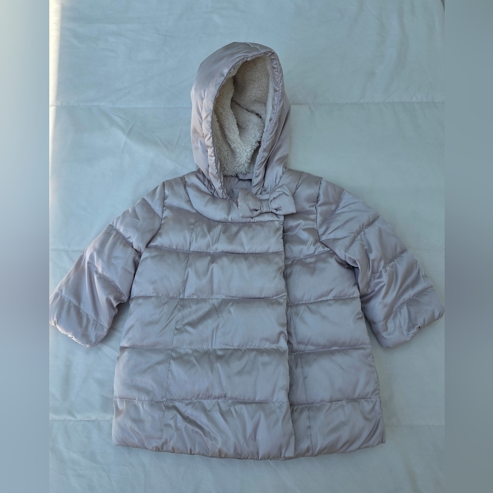 Gap -Metallic Silver Hooded Puffer Jacket . Size 12-18 Months. NWOT